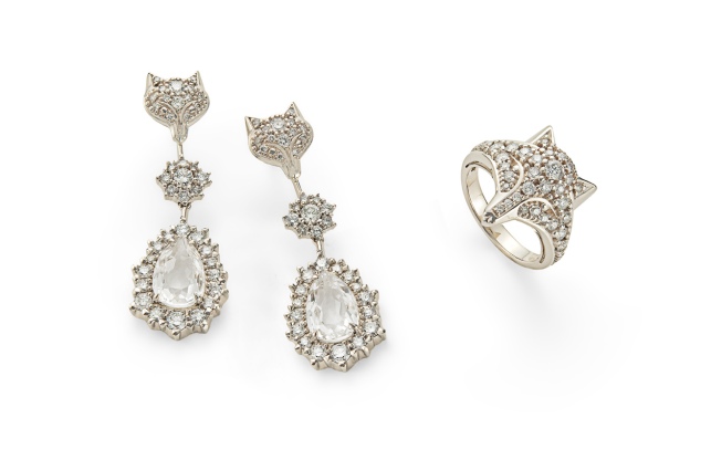 ROCK WINTER - brincos de Ouro Nobre com cristal e diamantes e anel de Ouro Nobre com diamantes 2